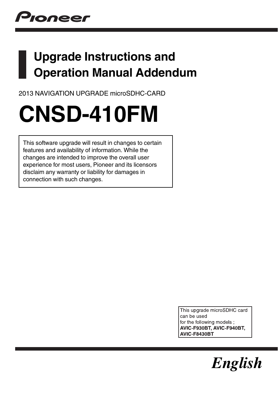 Pioneer AVIC-F930BT User Manual | 28 pages