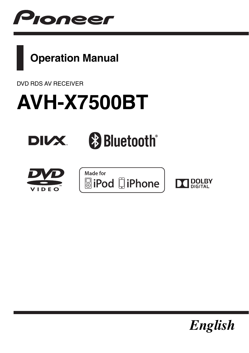 Pioneer AVH-X7500BT User Manual | 92 pages