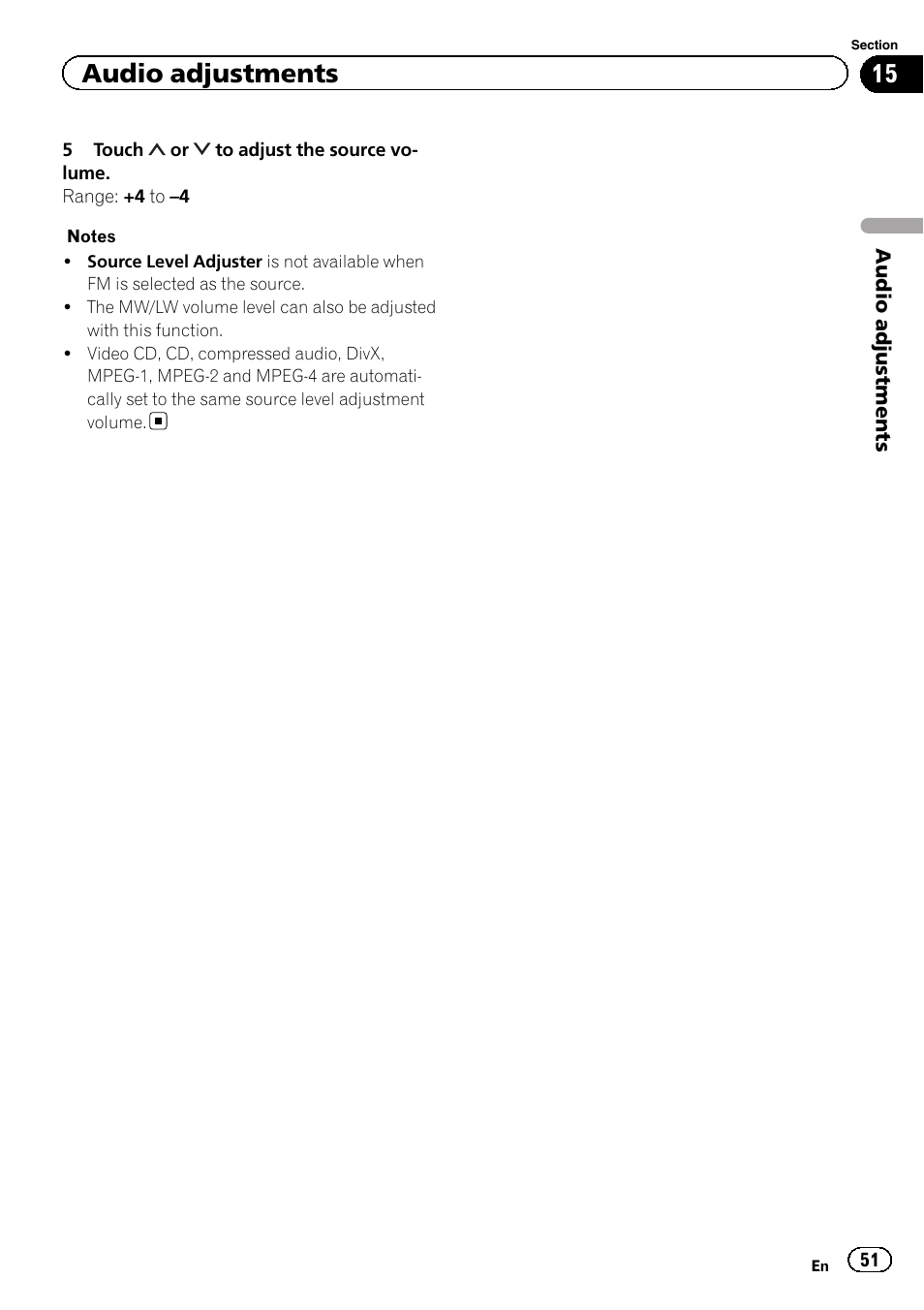 Audio adjustments | Pioneer AVH-X7500BT User Manual | Page 51 / 92