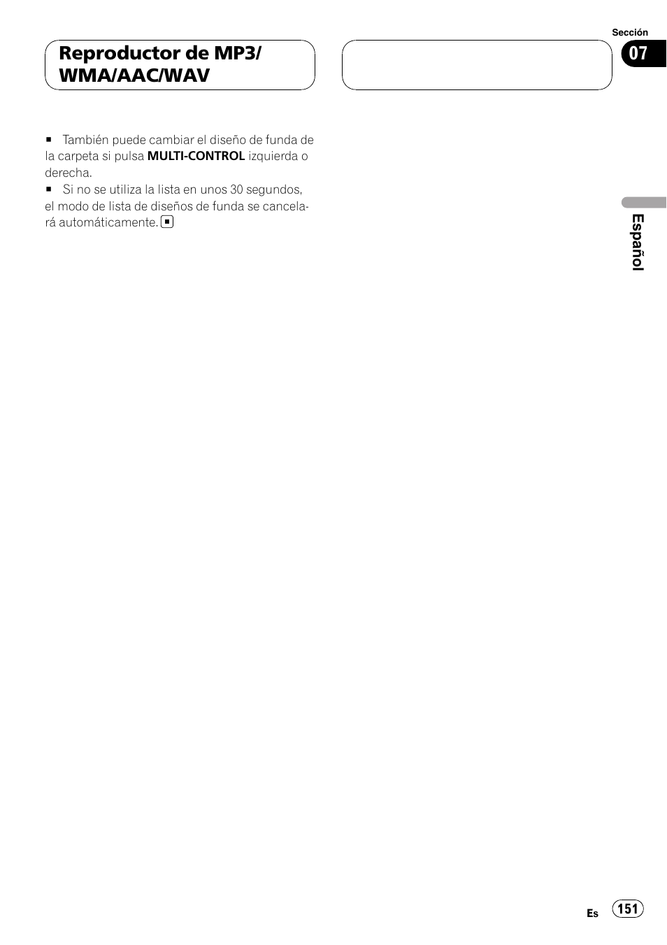 Reproductor de mp3/ wma/aac/wav | Pioneer DEH-P9800BT User Manual | Page 151 / 233