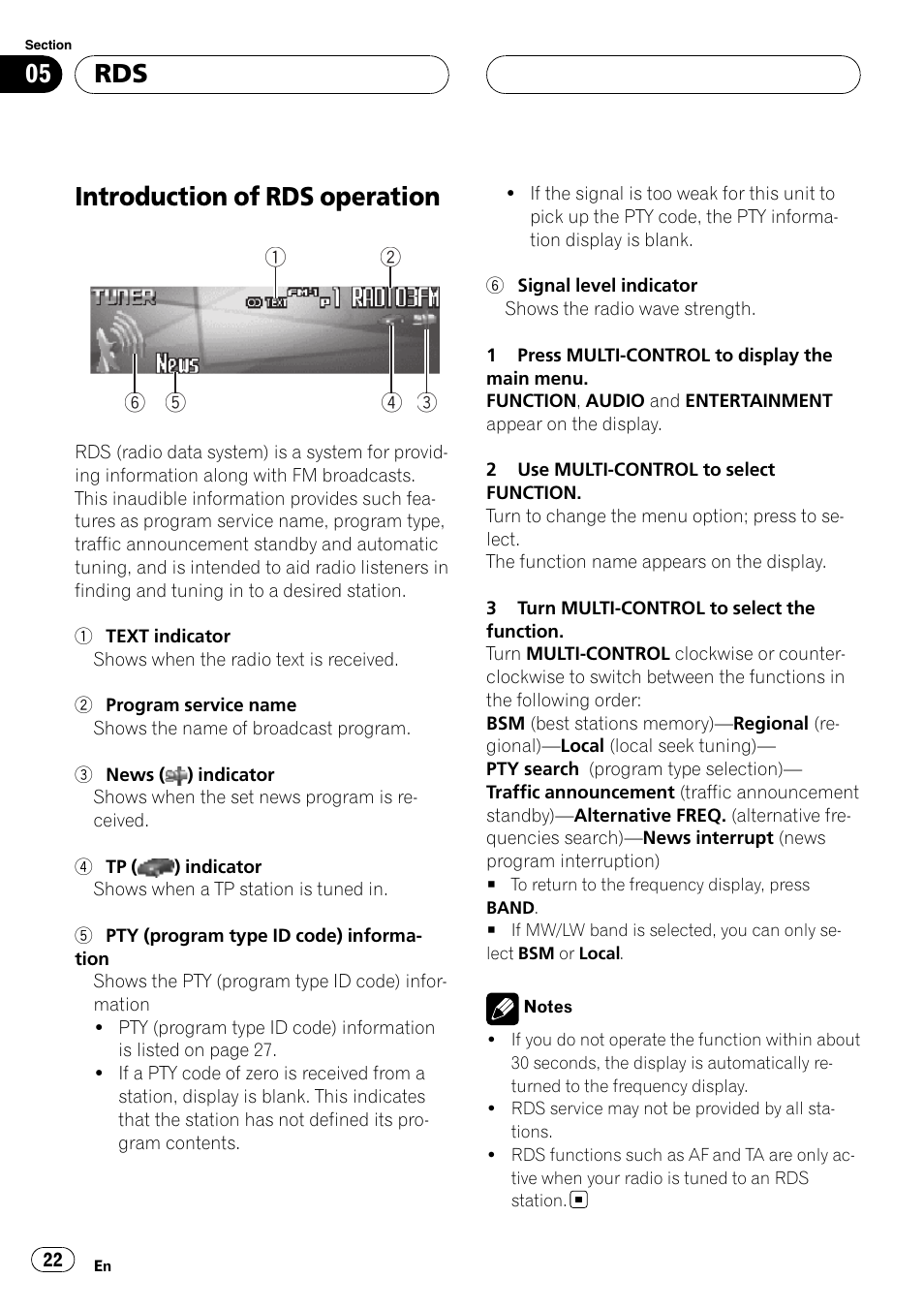 Rds introduction of rds operation, Introduction of rds operation | Pioneer DEH-P9800BT User Manual | Page 22 / 233