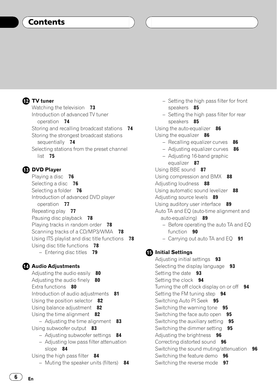 Pioneer DEH-P9800BT User Manual | Page 6 / 233