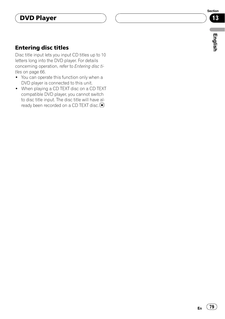 Entering disc titles 79, Dvd player | Pioneer DEH-P9800BT User Manual | Page 79 / 233