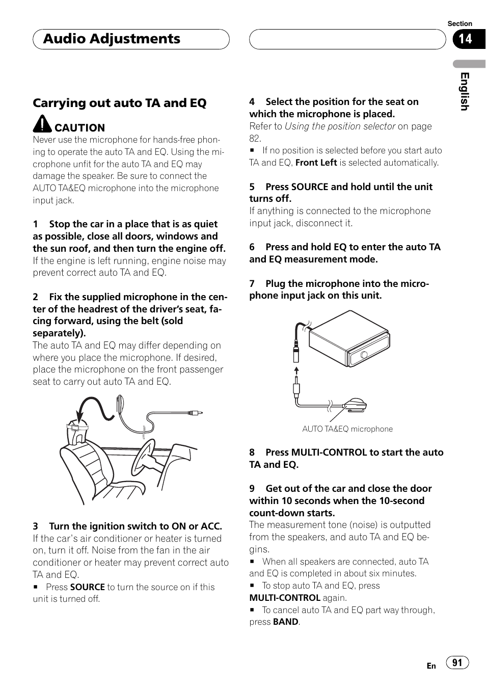 Carrying out auto ta and eq 91, Audio adjustments, Carrying out auto ta and eq | Pioneer DEH-P9800BT User Manual | Page 91 / 233