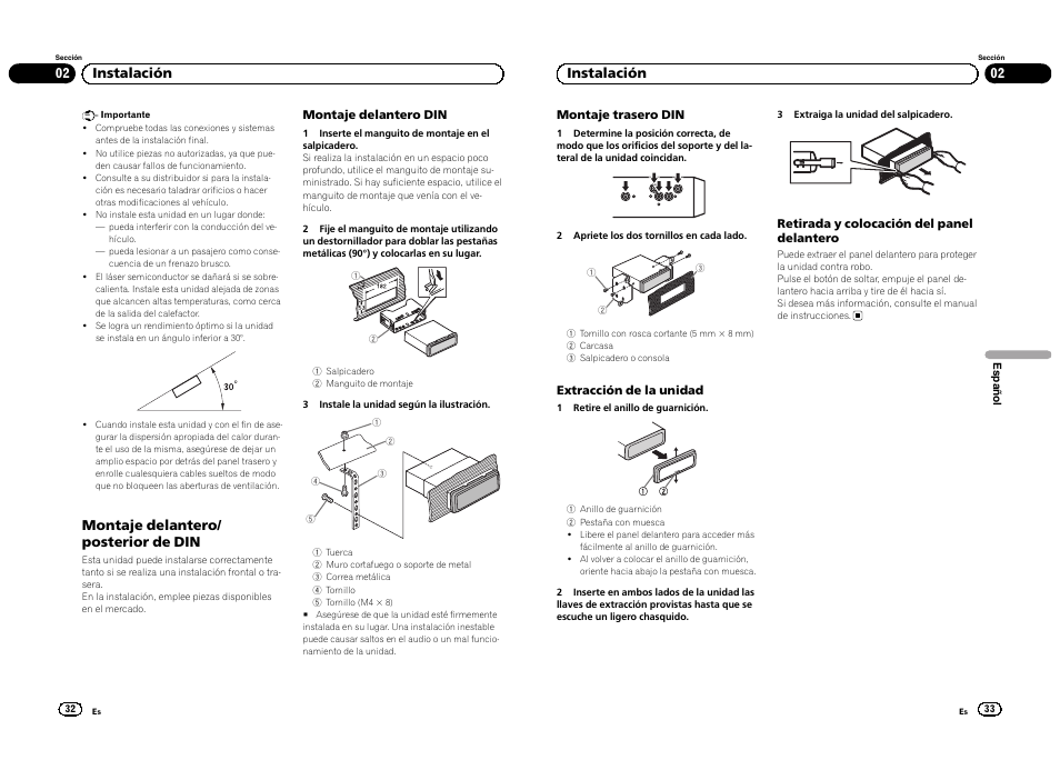 Montaje delantero/ posterior de din, 02 instalación | Pioneer DVH-330UB User Manual | Page 17 / 32