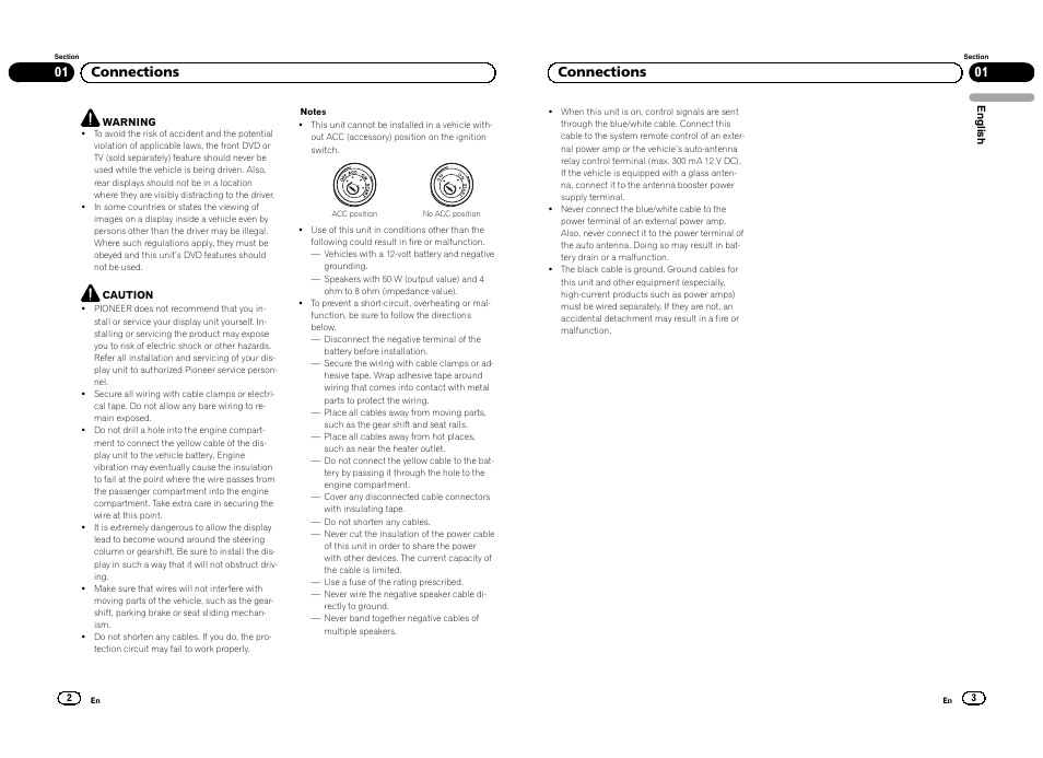 English, 01 connections | Pioneer DVH-330UB User Manual | Page 2 / 32