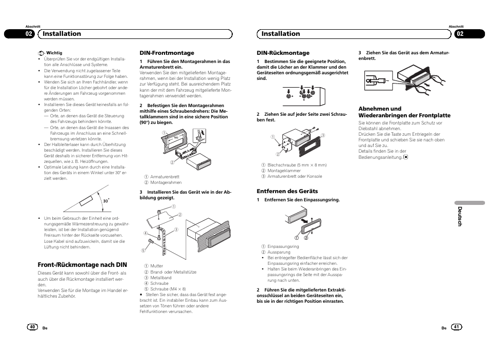 Front-/rückmontage nach din, 02 installation | Pioneer DVH-330UB User Manual | Page 21 / 32