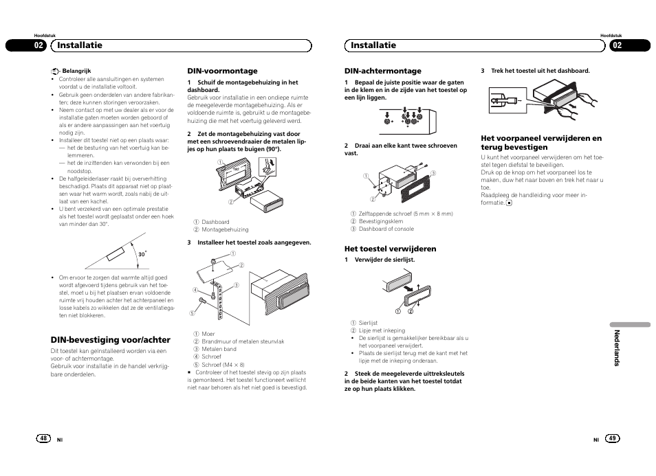 Din-bevestiging voor/achter, 02 installatie | Pioneer DVH-330UB User Manual | Page 25 / 32