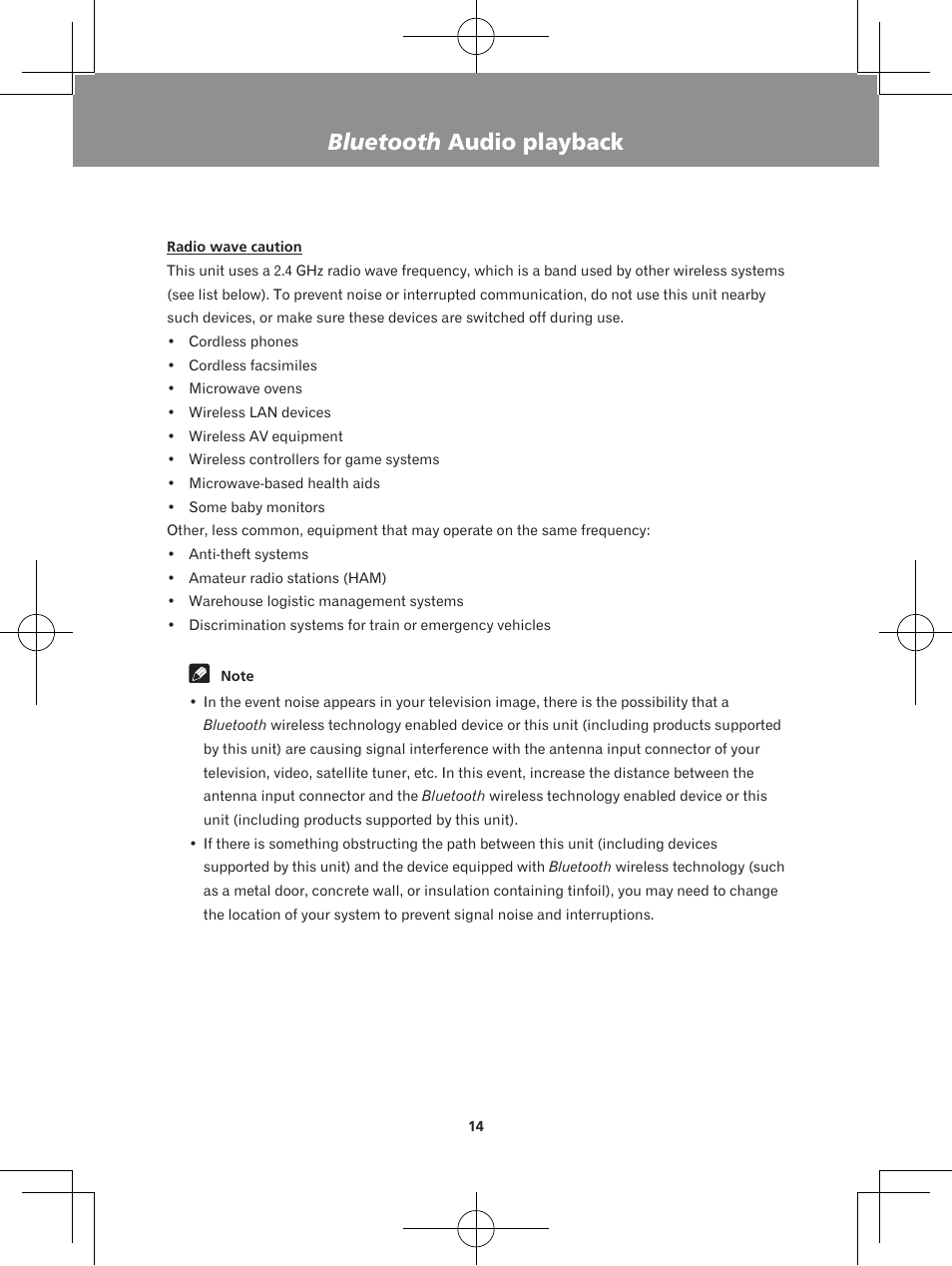 Bluetooth audio playback | Pioneer XW-BTS1-W User Manual | Page 14 / 60