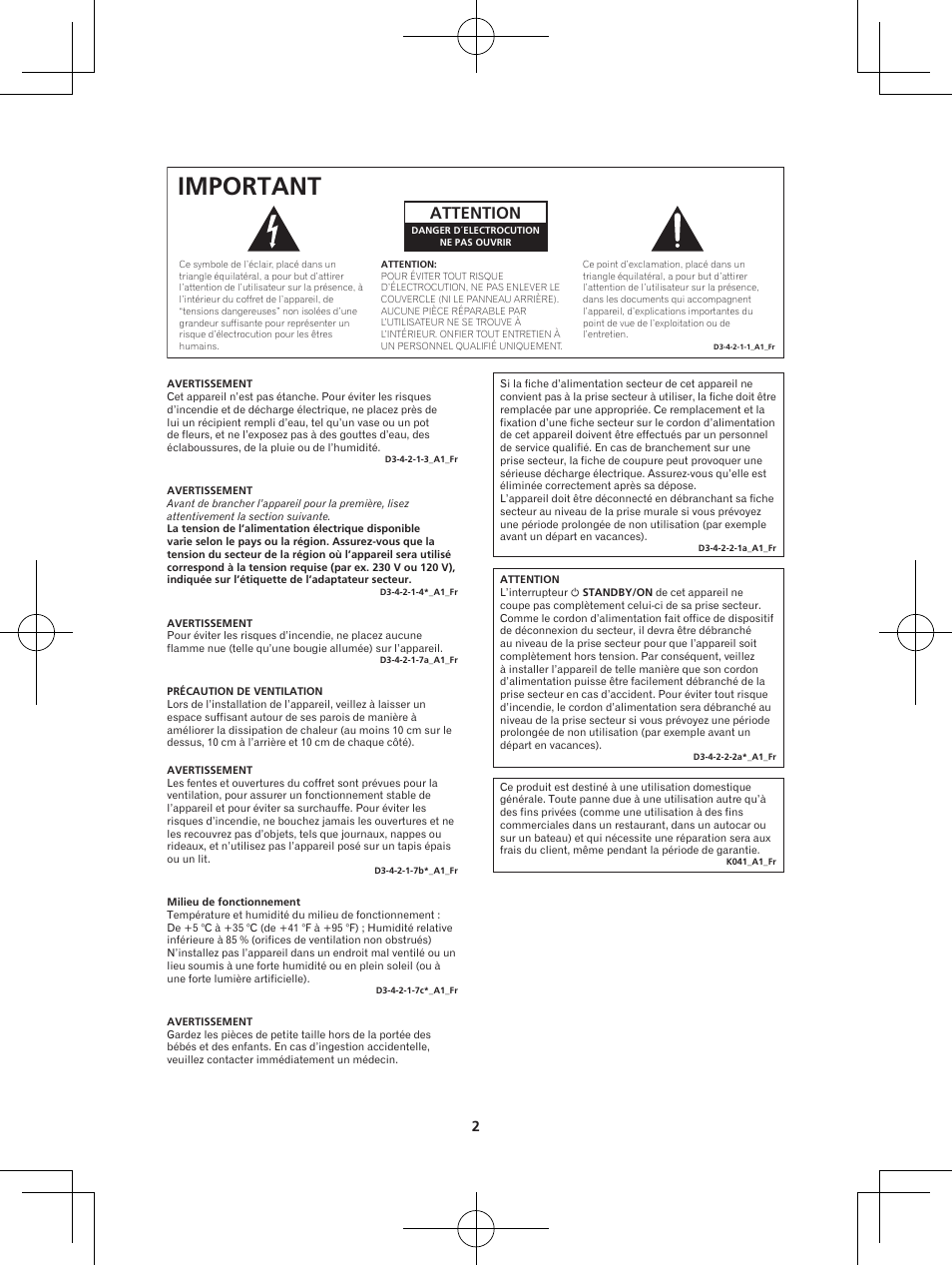 Important, Attention | Pioneer XW-BTS1-W User Manual | Page 22 / 60