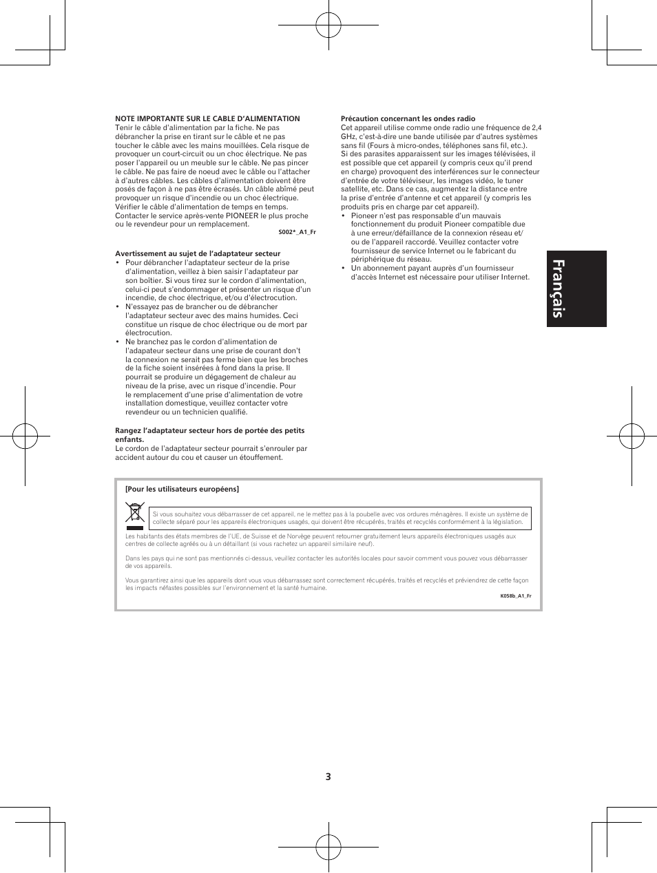 Français | Pioneer XW-BTS1-W User Manual | Page 23 / 60