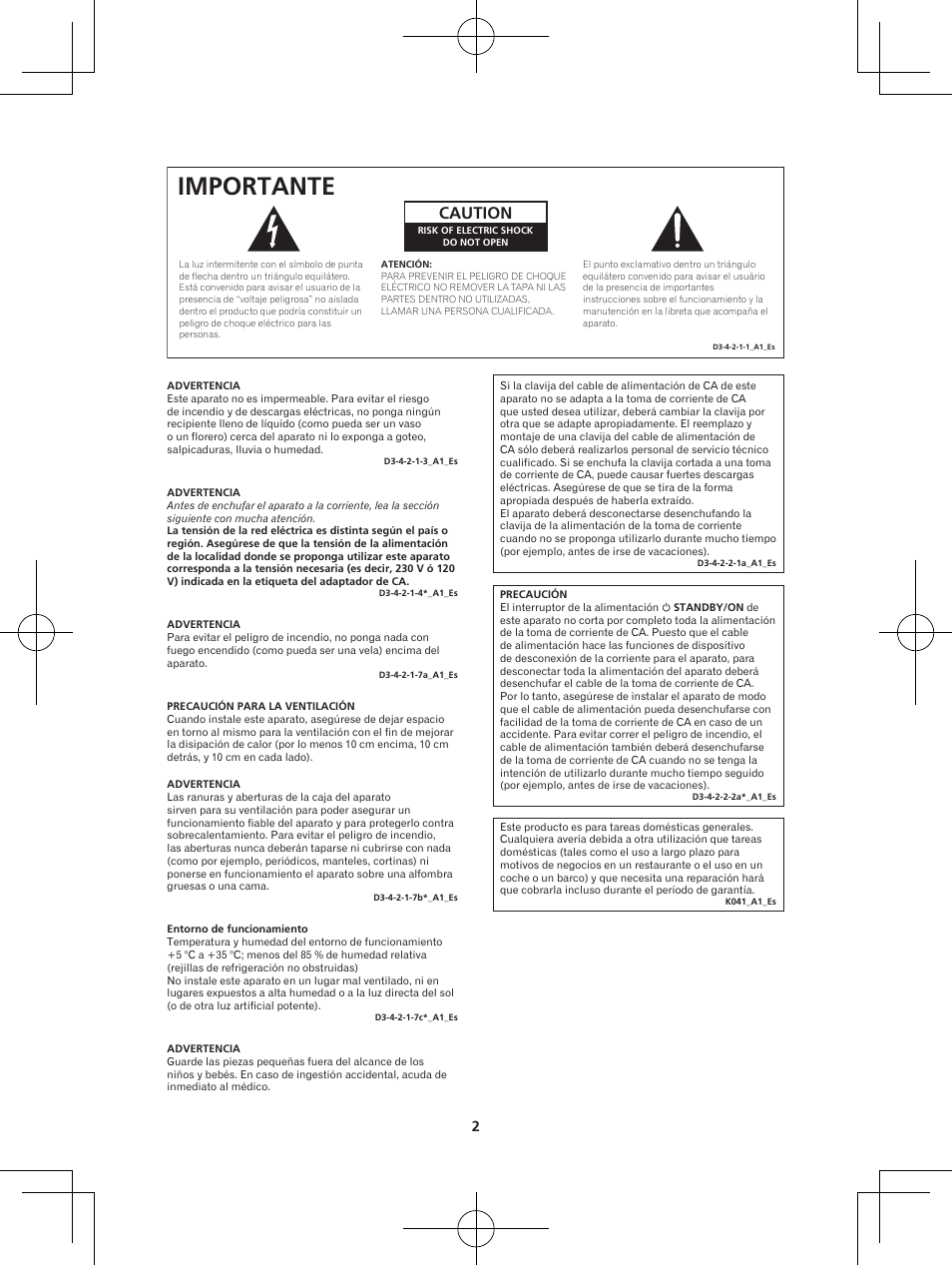 Importante, Caution | Pioneer XW-BTS1-W User Manual | Page 40 / 60