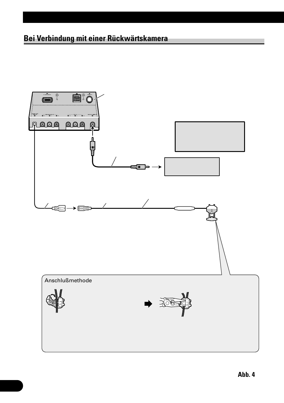 Anschließen der einheiten, Bei verbindung mit einer rückwärtskamera | Pioneer AVH-P6500DVD User Manual | Page 32 / 76