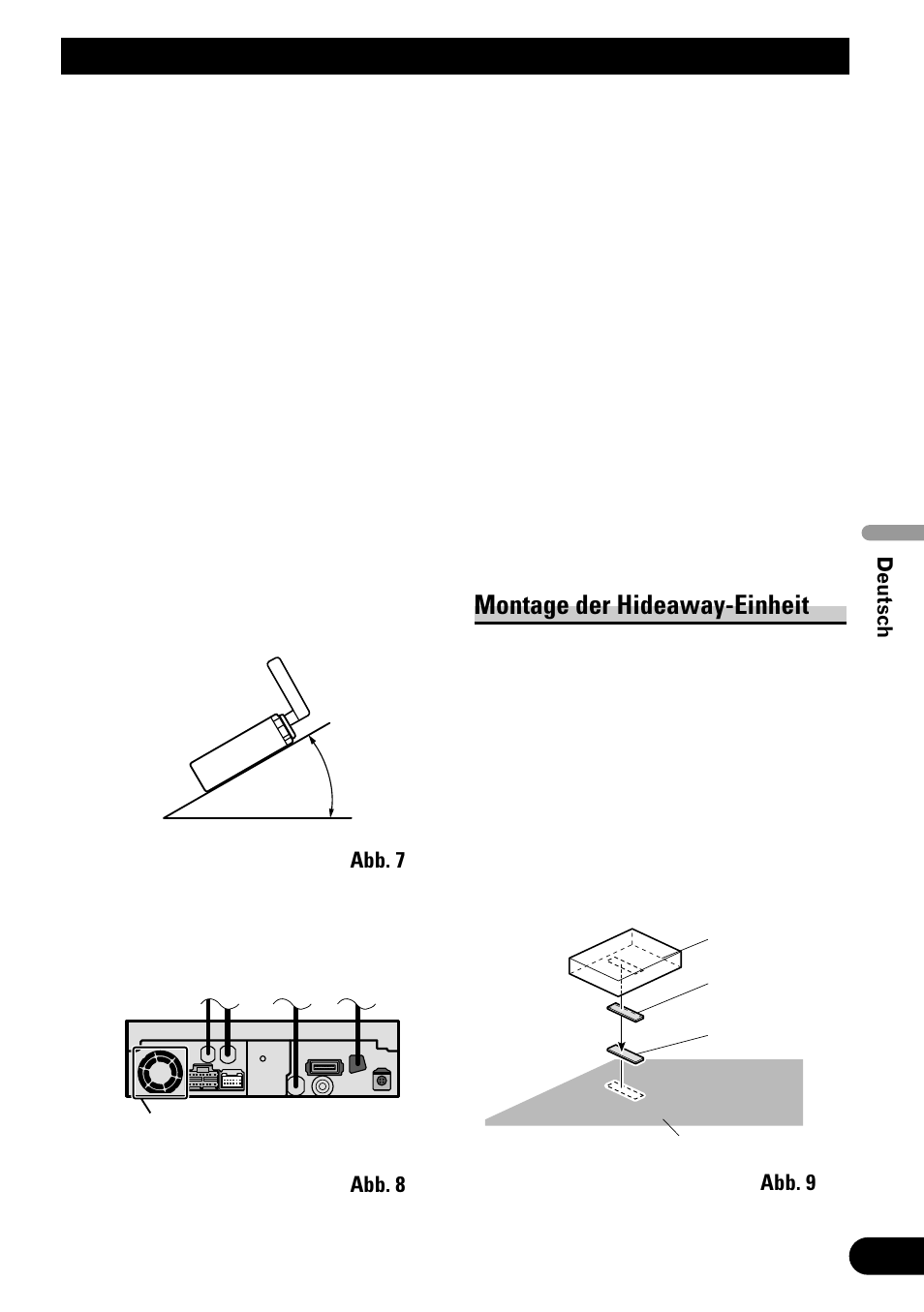 Einbauverfahren, Montage der hideaway-einheit | Pioneer AVH-P6500DVD User Manual | Page 35 / 76