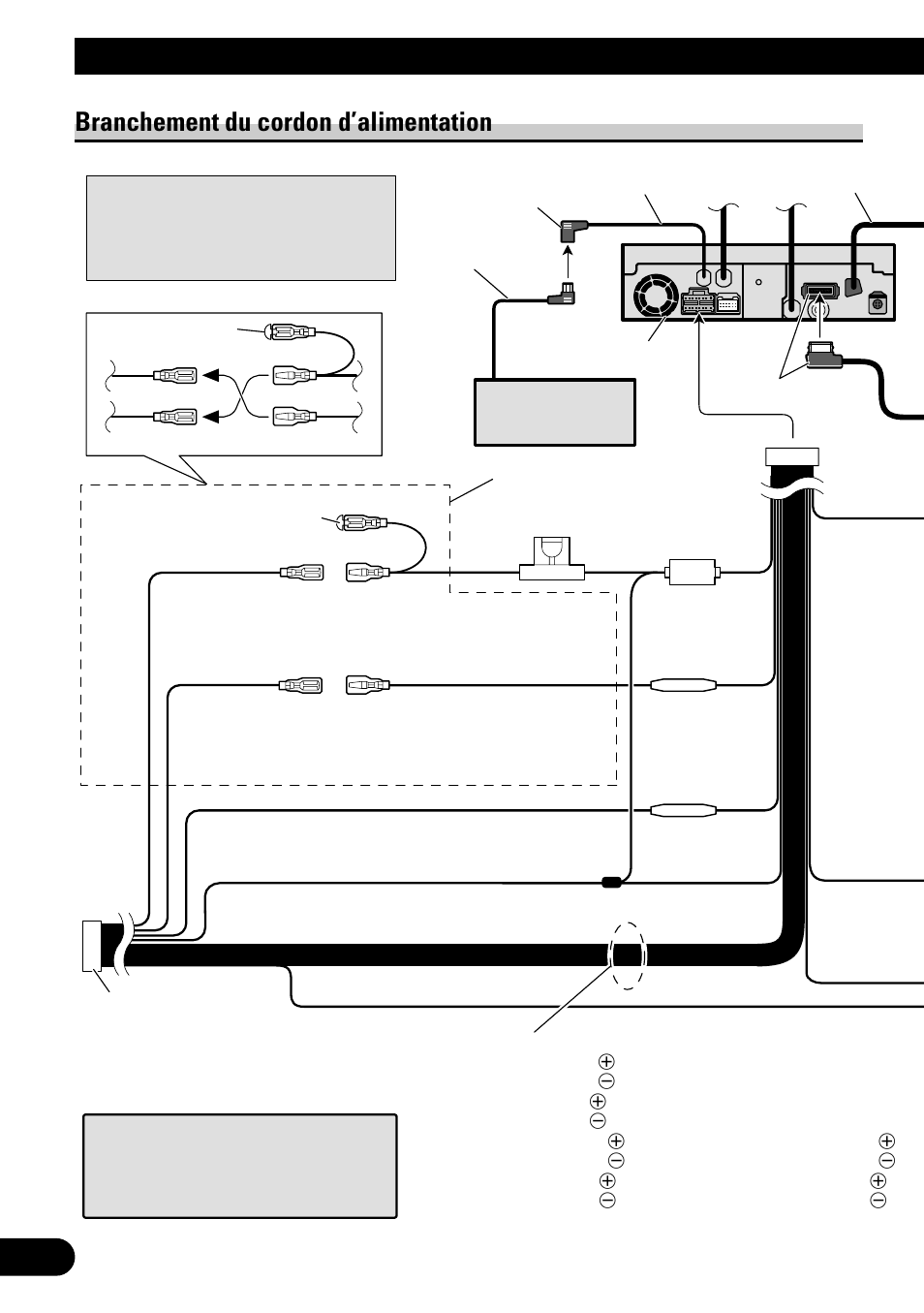 Raccordements des appareils, Branchement du cordon d’alimentation | Pioneer AVH-P6500DVD User Manual | Page 40 / 76