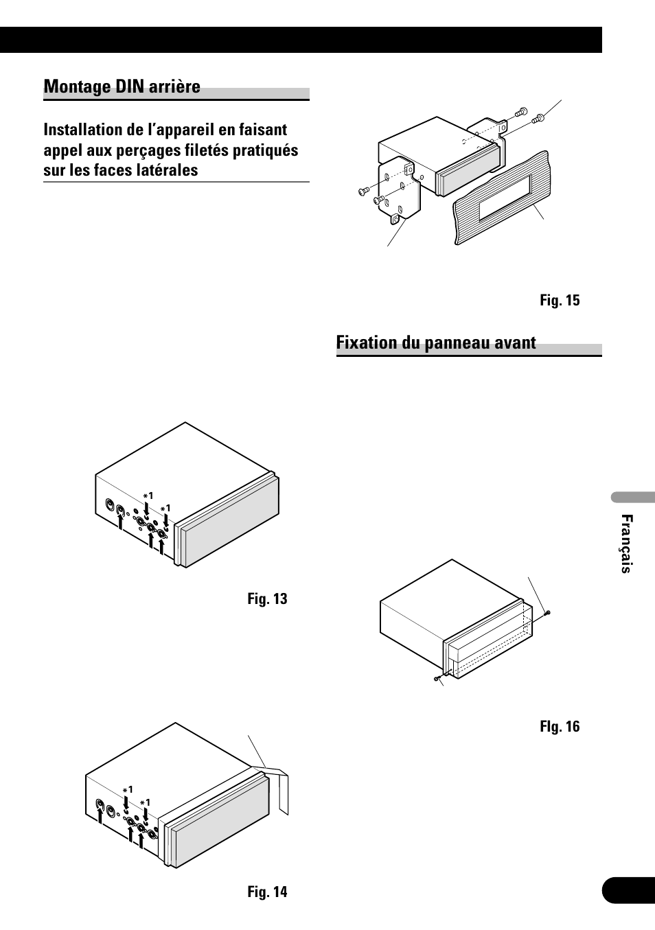 Montage din arrière, Fixation du panneau avant | Pioneer AVH-P6500DVD User Manual | Page 49 / 76