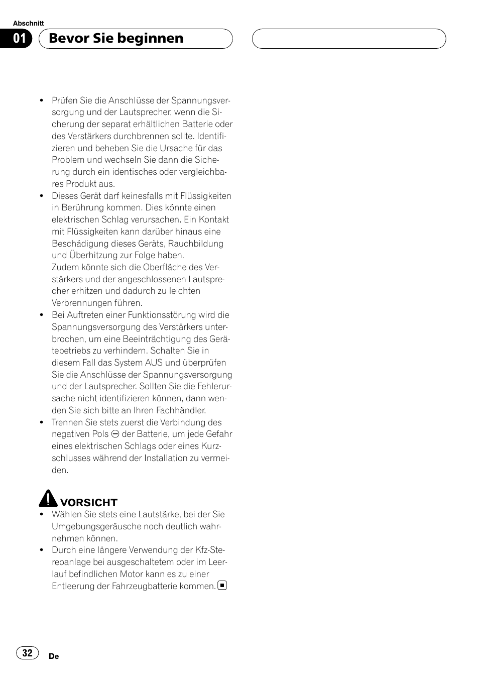 Bevor sie beginnen | Pioneer GM-6400F User Manual | Page 32 / 104