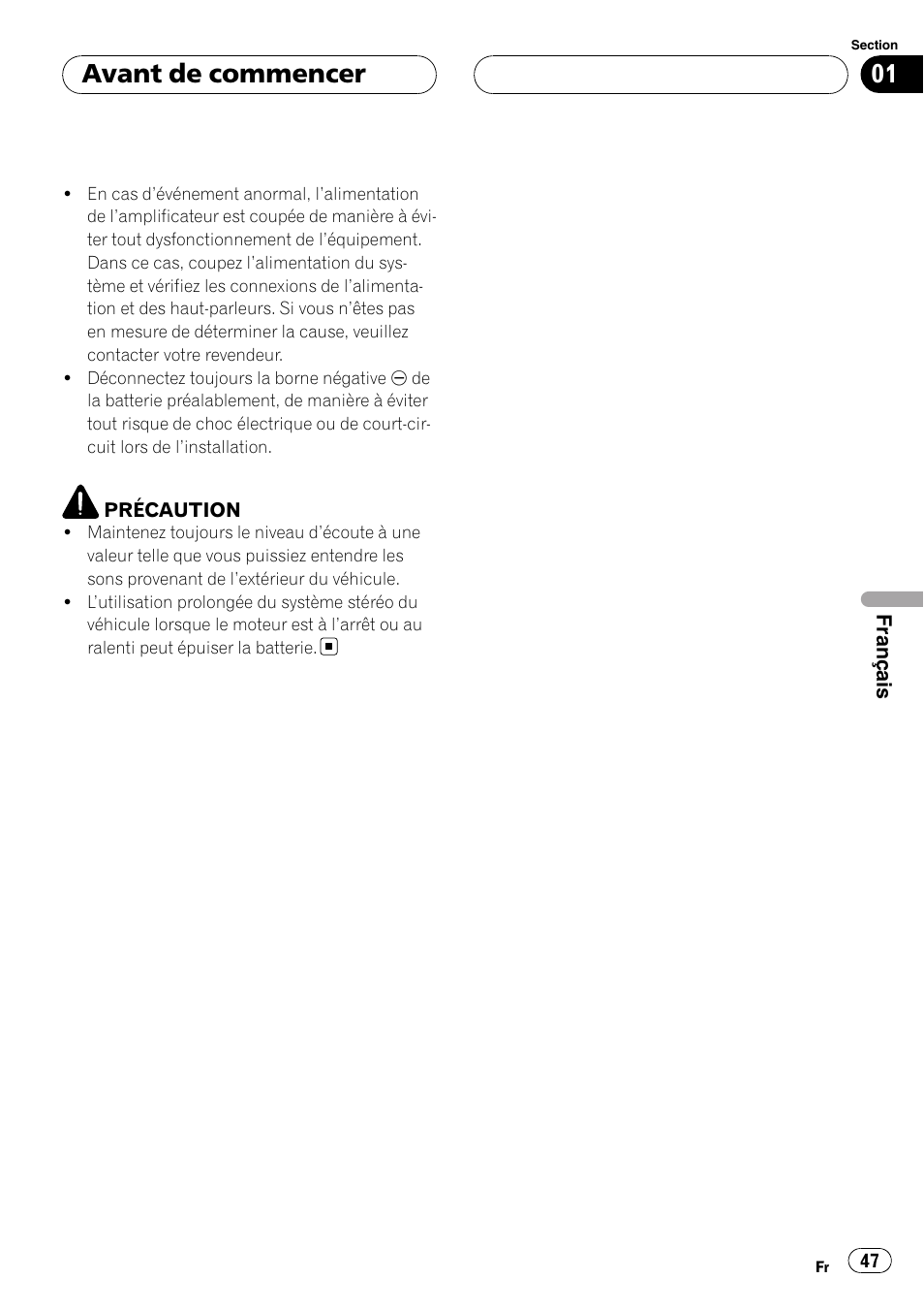 Avant de commencer | Pioneer GM-6400F User Manual | Page 47 / 104