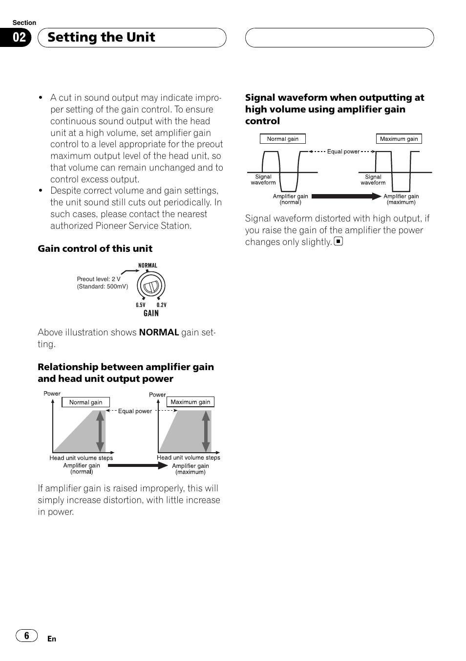 Setting the unit | Pioneer GM-6400F User Manual | Page 6 / 104