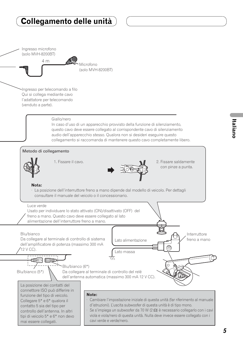 Collegamento delle unità, Italiano | Pioneer MVH-8200BT User Manual | Page 21 / 64