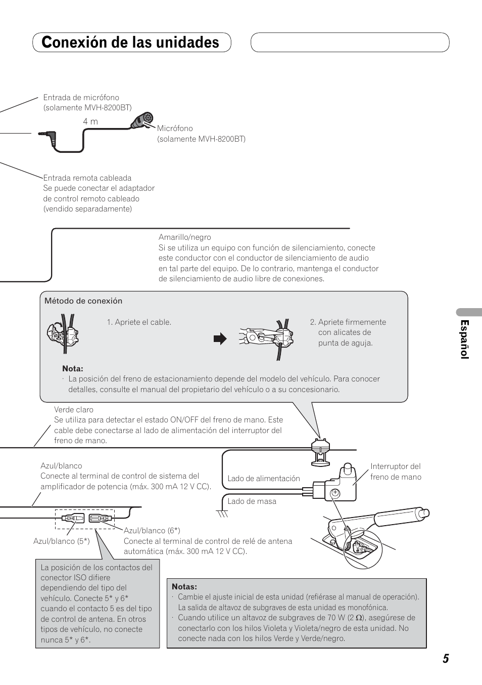Conexión de las unidades, Español | Pioneer MVH-8200BT User Manual | Page 29 / 64