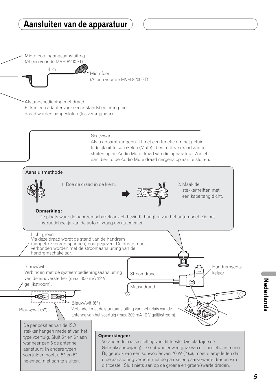 Aansluiten van de apparatuur, Nederlands | Pioneer MVH-8200BT User Manual | Page 45 / 64