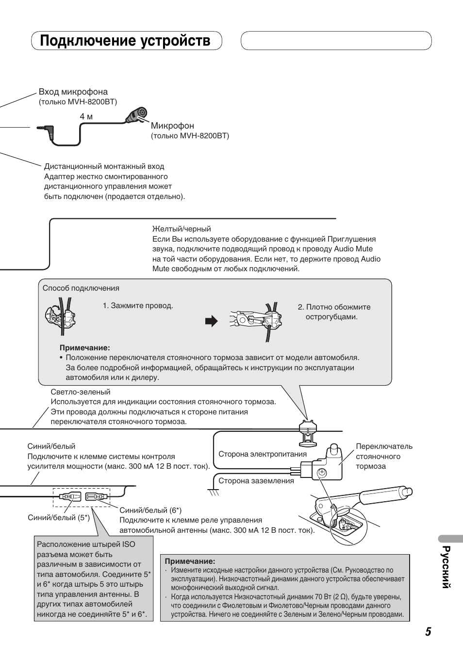 Подключение устройств, Ру сский | Pioneer MVH-8200BT User Manual | Page 53 / 64