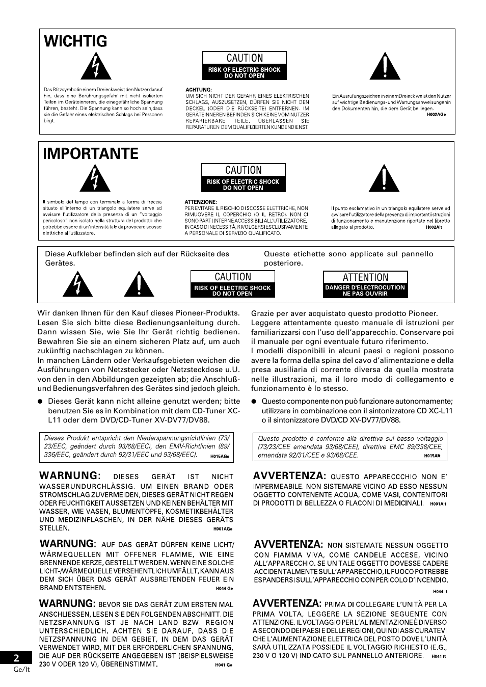 Caution attention | Pioneer CT-L11 User Manual | Page 22 / 84
