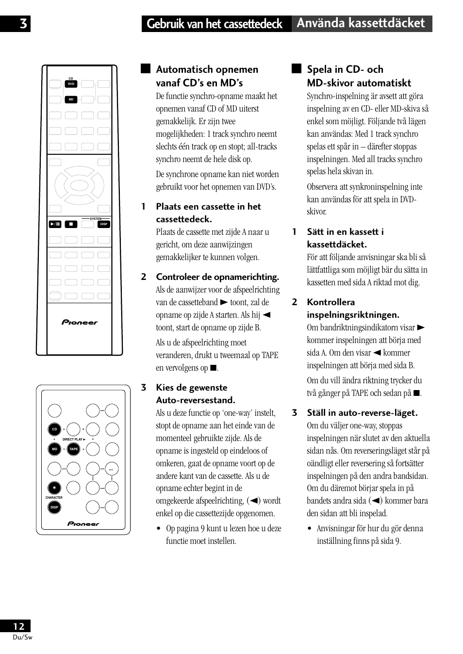 Automatisch opnemen vanaf cd’s en md’s, Spela in cd- och md-skivor automatiskt | Pioneer CT-L11 User Manual | Page 52 / 84