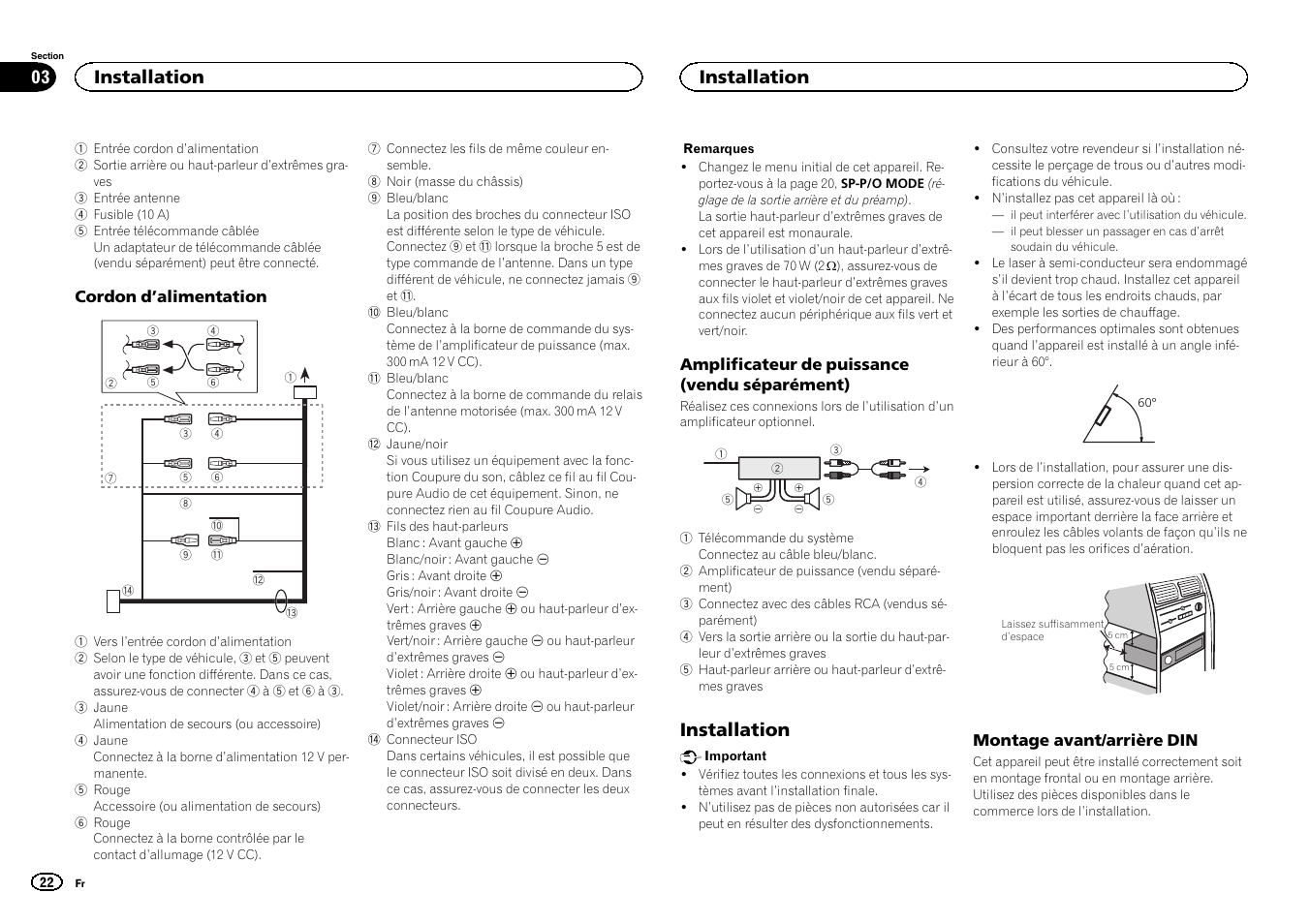 Installation | Pioneer DEH-150MPG User Manual | Page 22 / 96