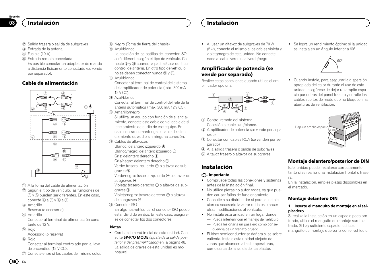 Instalación | Pioneer DEH-150MPG User Manual | Page 50 / 96