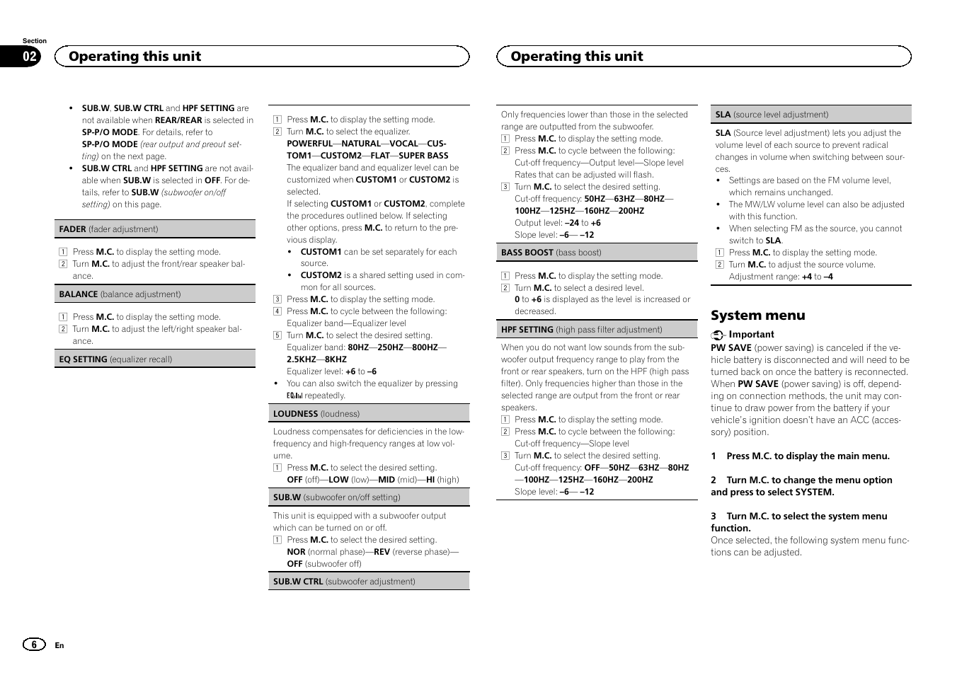 System menu, Operating this unit | Pioneer DEH-150MPG User Manual | Page 6 / 96