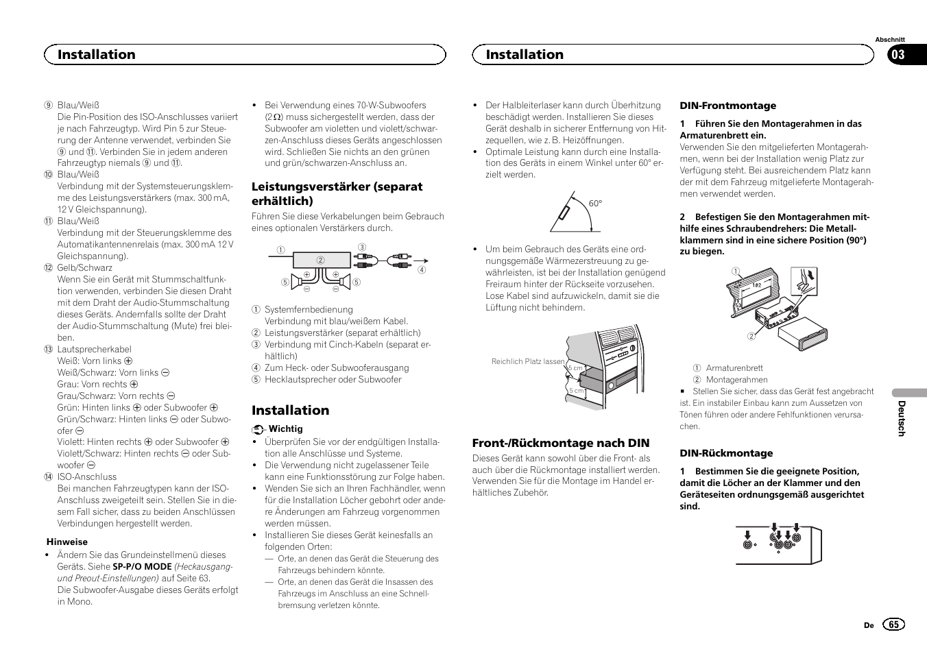 Installation | Pioneer DEH-150MPG User Manual | Page 65 / 96