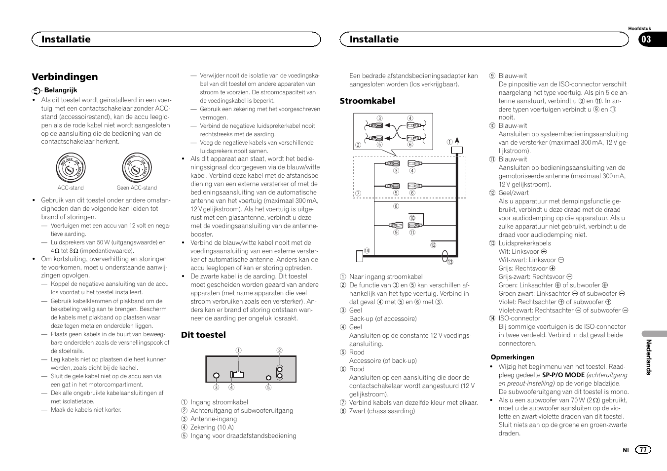 Verbindingen, Installatie | Pioneer DEH-150MPG User Manual | Page 77 / 96