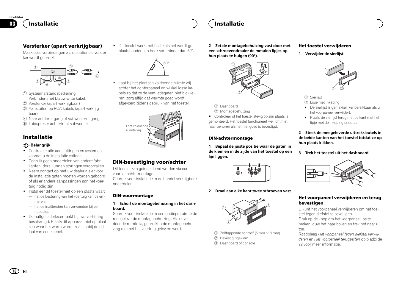 Installatie | Pioneer DEH-150MPG User Manual | Page 78 / 96