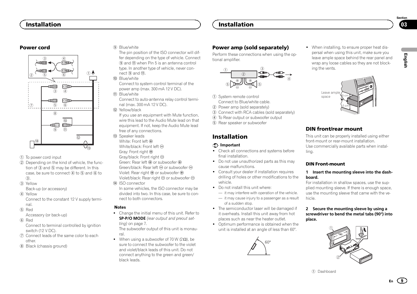 Installation | Pioneer DEH-150MPG User Manual | Page 9 / 96