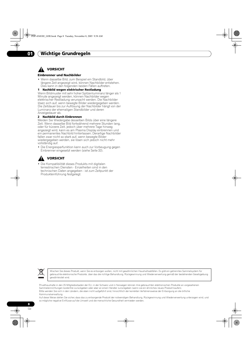 Wichtige grundregeln 01 | Pioneer PDP-436SXE User Manual | Page 124 / 176