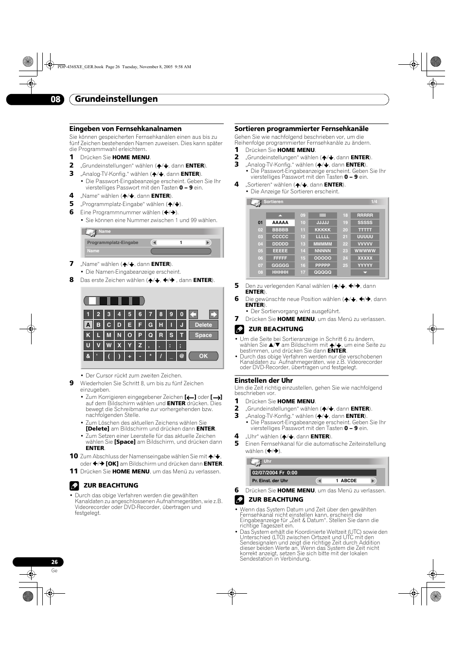 Grundeinstellungen 08 | Pioneer PDP-436SXE User Manual | Page 142 / 176