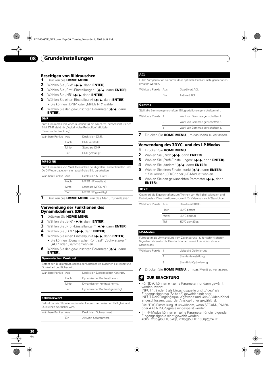 Grundeinstellungen 08 | Pioneer PDP-436SXE User Manual | Page 146 / 176