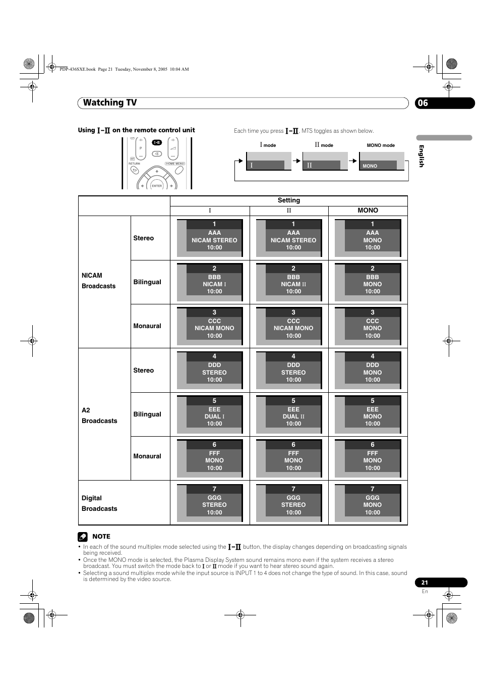 Watching tv 06 | Pioneer PDP-436SXE User Manual | Page 21 / 176