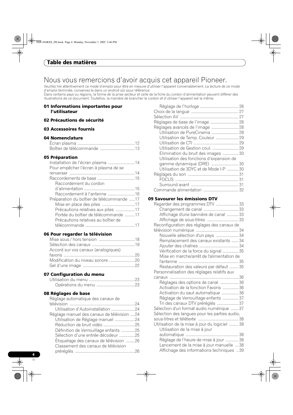 Pioneer PDP-436SXE User Manual | Page 62 / 176