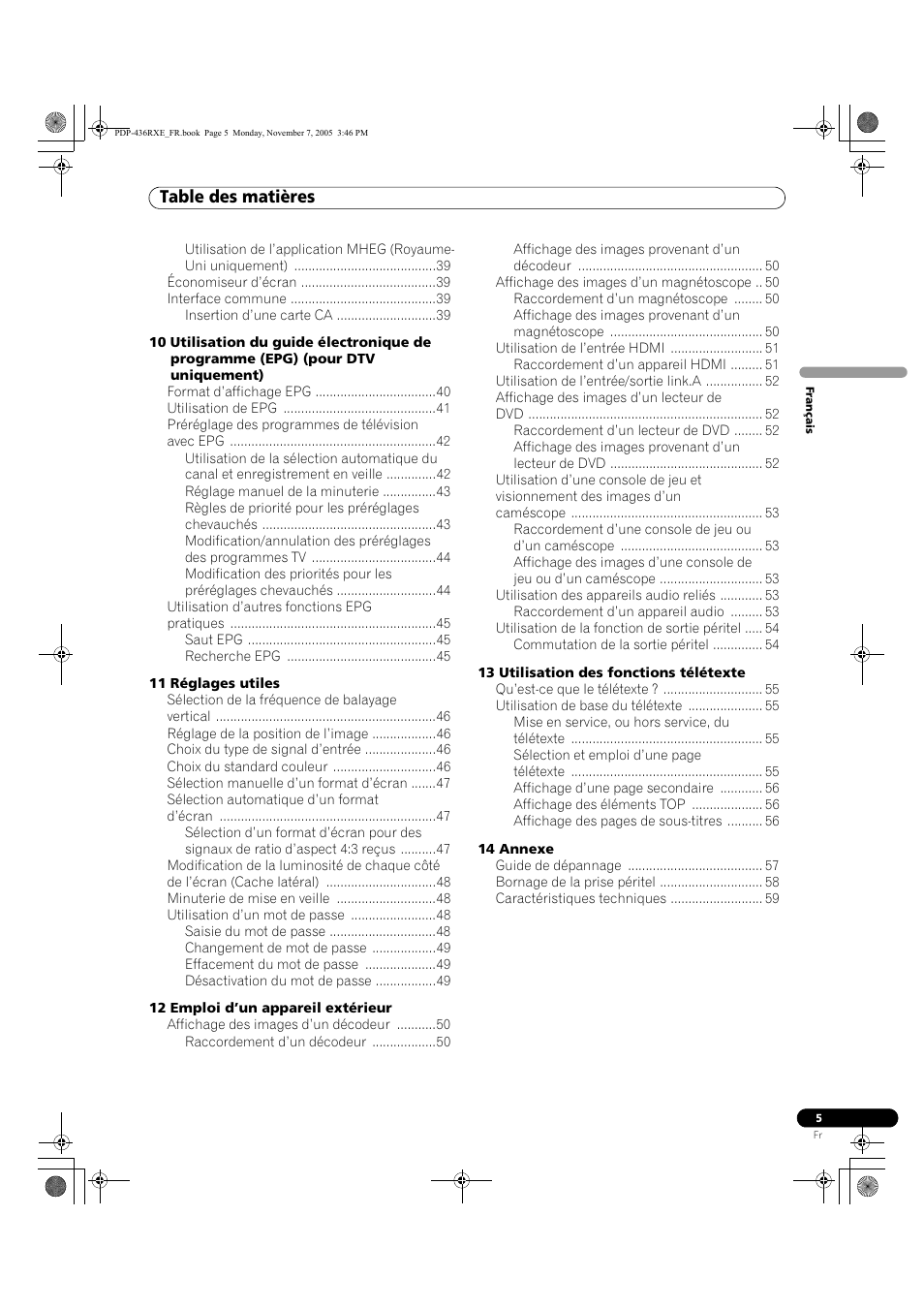 Pioneer PDP-436SXE User Manual | Page 63 / 176
