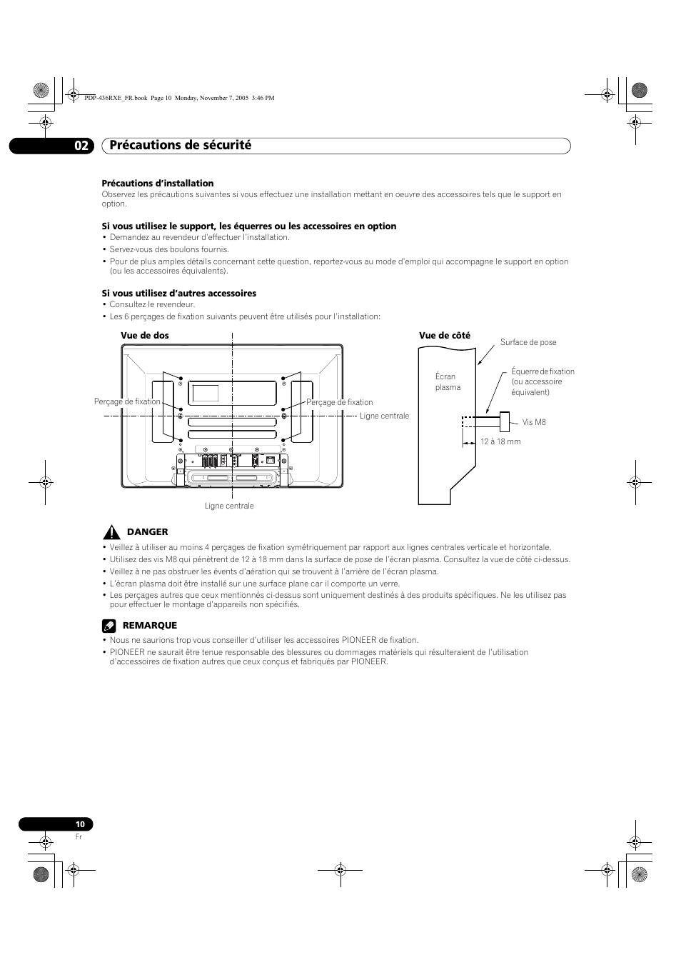 Précautions de sécurité 02 | Pioneer PDP-436SXE User Manual | Page 68 / 176