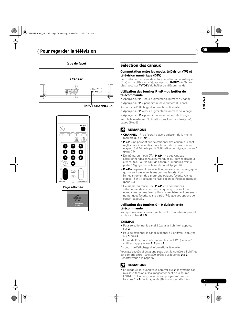 Sélection des canaux, Pour regarder la télévision 06 | Pioneer PDP-436SXE User Manual | Page 77 / 176