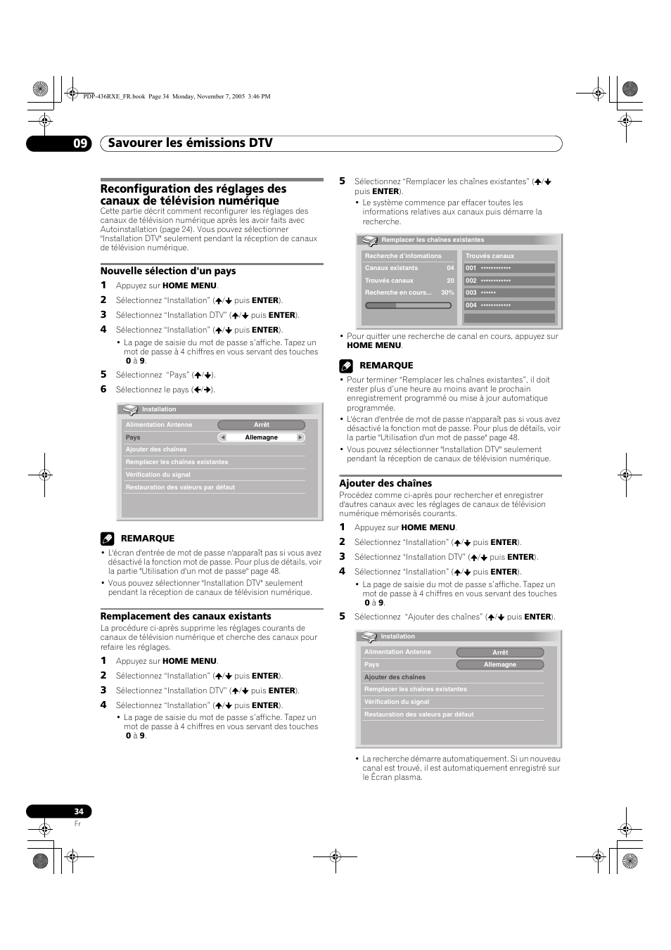 Savourer les émissions dtv 09 | Pioneer PDP-436SXE User Manual | Page 92 / 176
