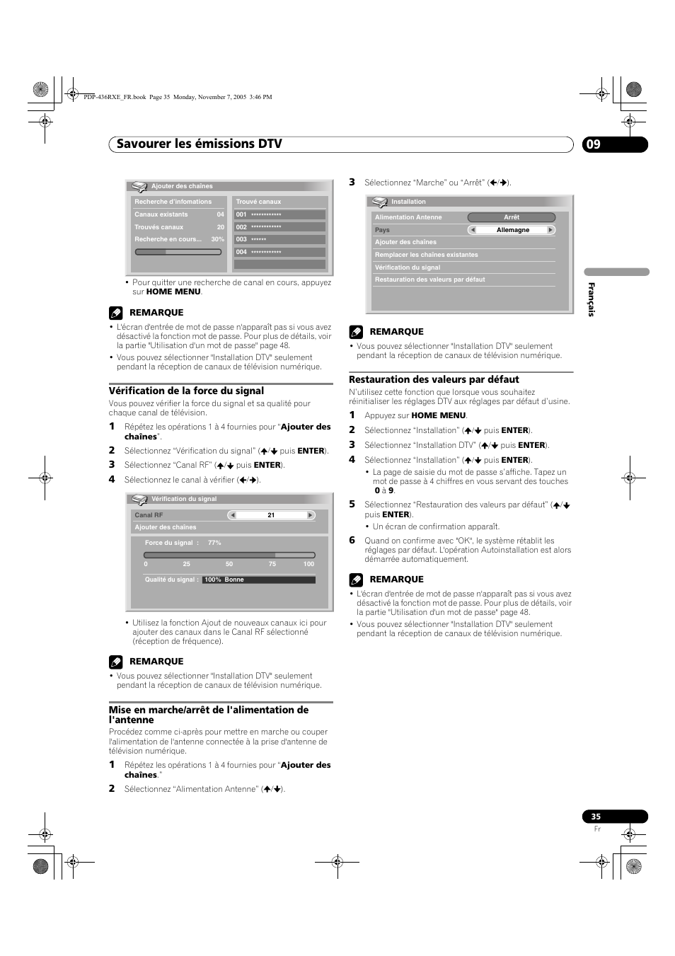 Savourer les émissions dtv 09 | Pioneer PDP-436SXE User Manual | Page 93 / 176