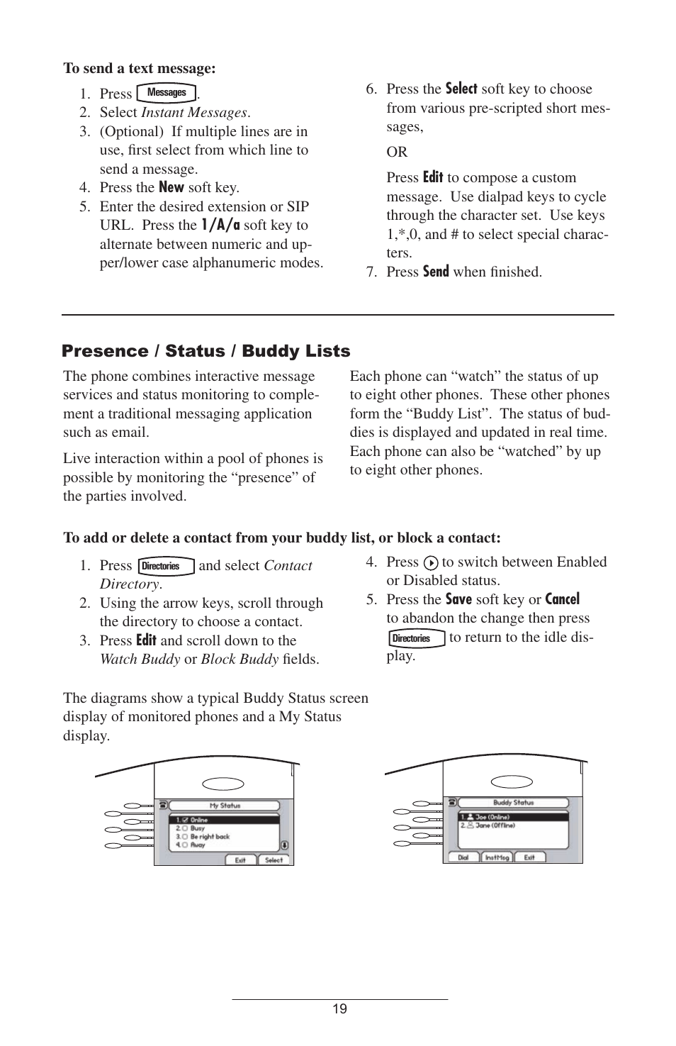 Presence / status / buddy lists, Press | ADTRAN IP601SIP User Manual | Page 22 / 35