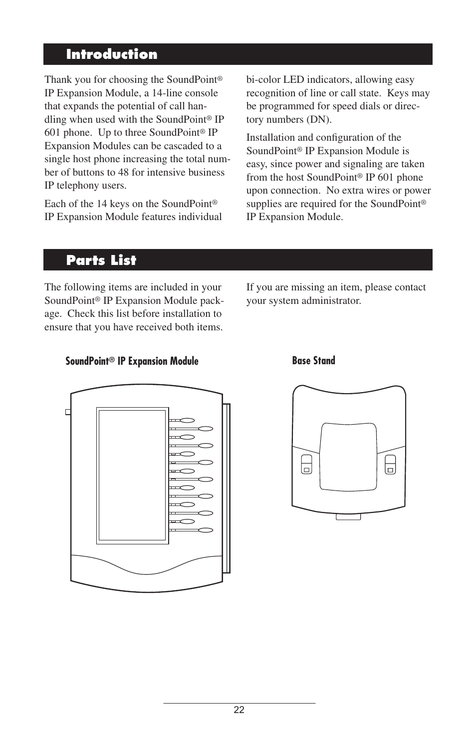 Introduction, Parts list | ADTRAN IP601SIP User Manual | Page 25 / 35