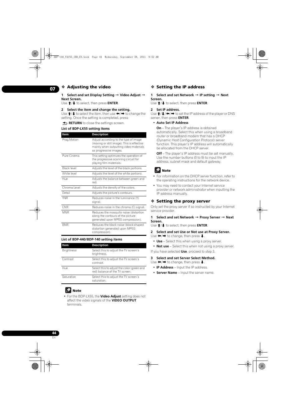 Pioneer BDP-LX55 User Manual | Page 44 / 64