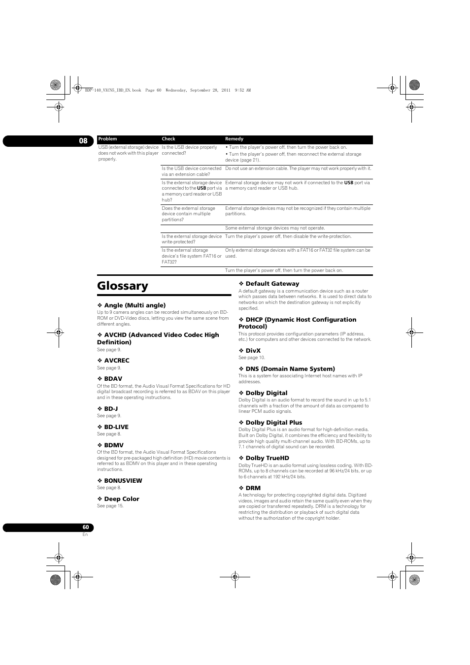 Glossary | Pioneer BDP-LX55 User Manual | Page 60 / 64